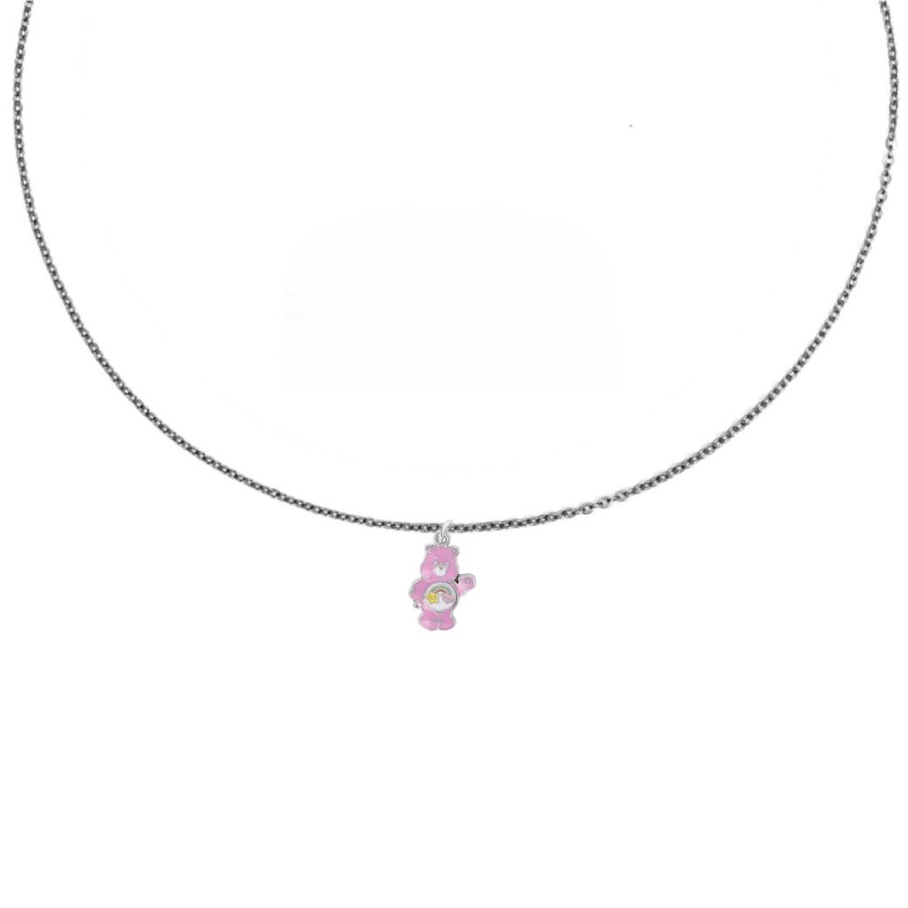 Care Bears "Pink Bear" Silver Charm Necklace